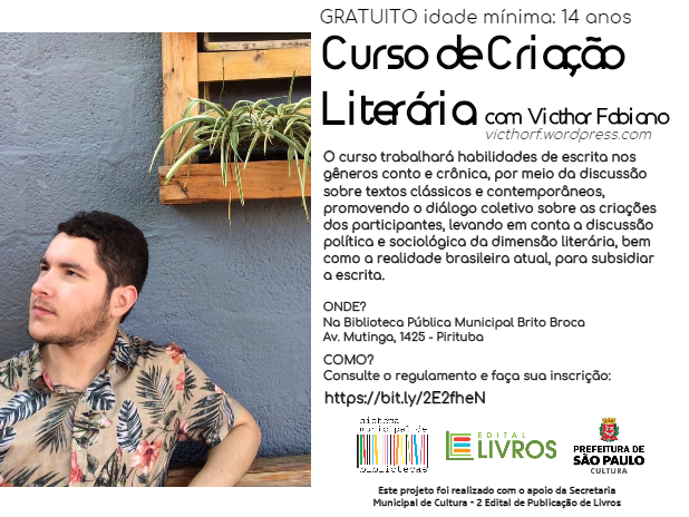 curso 1 - Curso de Criação Literária do escritor Victhor Fabiano