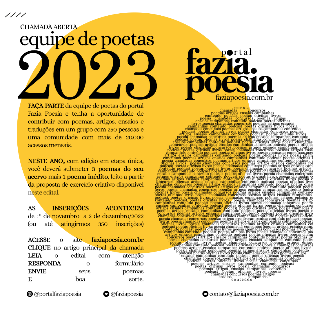 FAZIA POESIA - Portal Fazia Poesia abre inscrições para equipe de poetas de 2023 |  Karoline Lopes e Marcela Güther